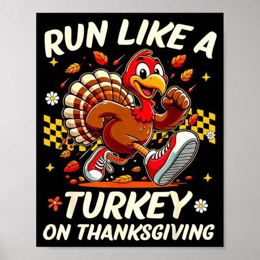 Fall Vibes Turkey Trot Run Like A Turkey On Thanks ポスター (正面)