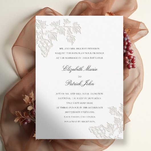 Fall Vineyard Modern Classic Winery Pearl Wedding 招待状