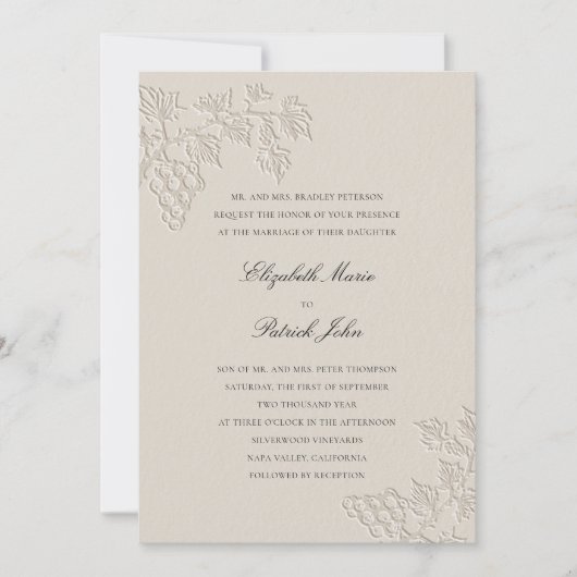 Fall Vineyard Modern Classic Winery Wheat Wedding 招待状 (正面)