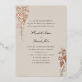 Fall Vineyard Winery Modern Classic Wheat Wedding 箔招待状 (正面)