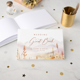 Fall Watercolor Wildflower Mountain Rustic Wedding ゲストブック