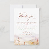 Fall Watercolor Wildflower Mountain Rustic Wedding サンキューカード (正面)