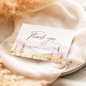 Fall Watercolor Wildflower Mountain Rustic Wedding サンキューカード