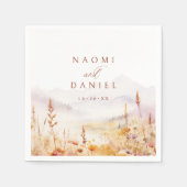 Fall Watercolor Wildflower Mountain Rustic Wedding スタンダードカクテルナプキン (正面)