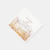 Fall Watercolor Wildflower Mountain Rustic Wedding スタンダードカクテルナプキン (角)
