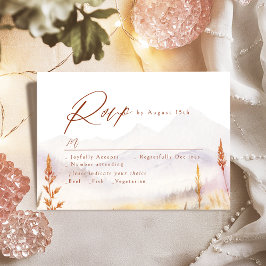 Fall Watercolor Wildflower Mountain Rustic Wedding 出欠カード