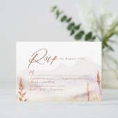 Fall Watercolor Wildflower Mountain Rustic Wedding 出欠カード (スタンド正面)