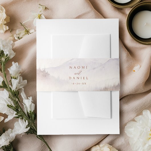 Fall Watercolor Wildflower Mountain Rustic Wedding 招待状ベリーバンド