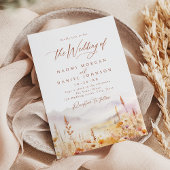 Fall Watercolor Wildflower Mountain Rustic Wedding 招待状
