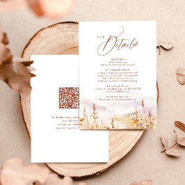 Fall Watercolor Wildflower Rustic QR code Details ノートカード
