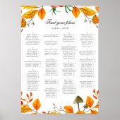 Fall wedding alphabet seating chart. Yellow autumn ポスター (正面)