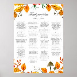 Fall wedding alphabet seating chart. Yellow autumn ポスター