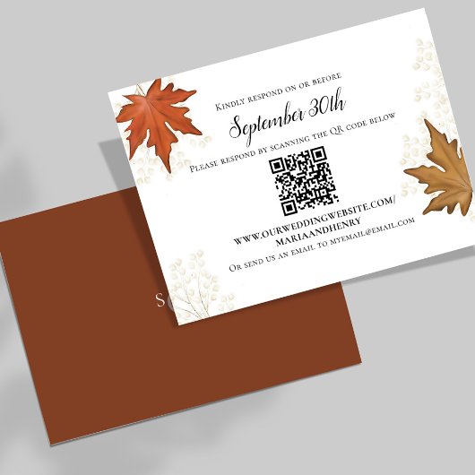 Fall Wedding Autumn Leaves RSVP  エンクロージャーカード
