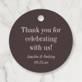 Fall Wedding Earthy Brown Round Couple Names フェイバータグ (裏面)