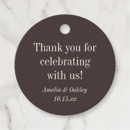 Fall Wedding Earthy Brown Round Couple Names フェイバータグ