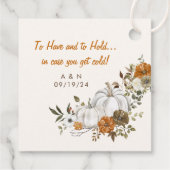 Fall Wedding Throw Blanket Creme Floral Pumpkin フェイバータグ (裏面)