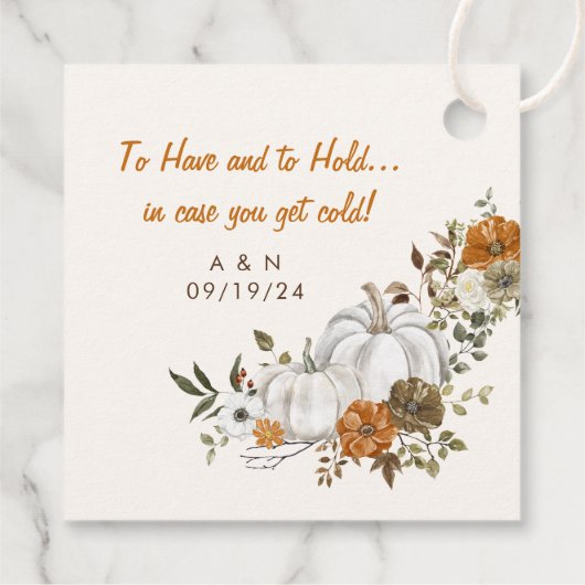 Fall Wedding Throw Blanket Creme Floral Pumpkin フェイバータグ (裏面)