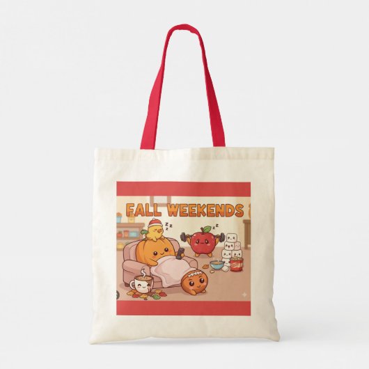 Fall Weekend Tote Bag – Cozy Seasonal Shopper トートバッグ (裏面)