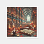 Fall Whimsigoth Enchanted Library Découpage スタンダードカクテルナプキン (正面)