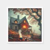 Fall Whimsigoth Woodland Stone Cottage Découpage スタンダードカクテルナプキン (正面)