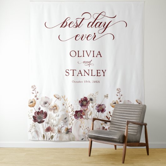Fall Wildflower Best Day Ever Wedding タペストリー (インサイチュ)