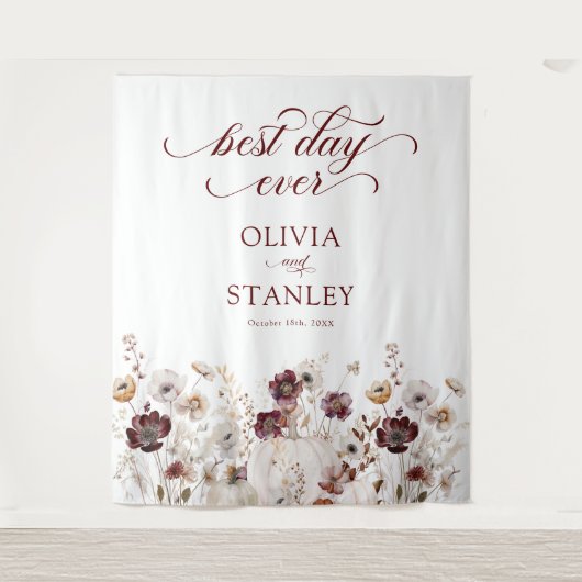Fall Wildflower Best Day Ever Wedding タペストリー (正面)
