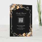 Fall Wildflower Crest Black QR Code Wedding 招待状 (裏面)