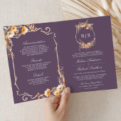 Fall Wildflower Crest Dusty Purple QR Code Wedding 招待状