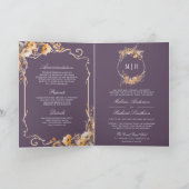 Fall Wildflower Crest Dusty Purple QR Code Wedding 招待状 (内部)