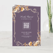 Fall Wildflower Crest Dusty Purple QR Code Wedding 招待状 (裏面)