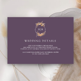 Fall Wildflower Crest Dusty Purple Wedding Details エンクロージャーカード