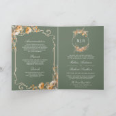 Fall Wildflower Crest Sage Green QR Code Wedding 招待状 (内部)
