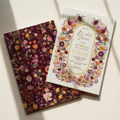 Fall Wildflower Garden Monogram Bridal Shower 招待状