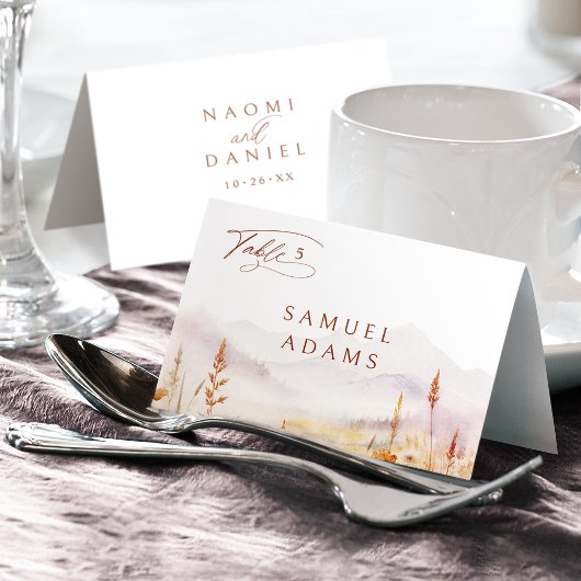 Fall Wildflower Mountain Foldable Place Card テーブルナンバー