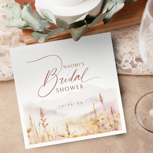 Fall Wildflower Mountain Rustic Bridal Shower  スタンダードカクテルナプキン