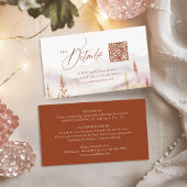 Fall Wildflower Mountain Rustic QR code Details プレイスカード