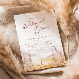 Fall Wildflower Mountain Rustic Rehearsal Dinner 招待状