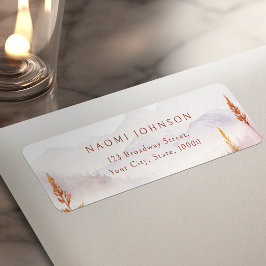 Fall Wildflower Mountain Rustic Return Address ラベル