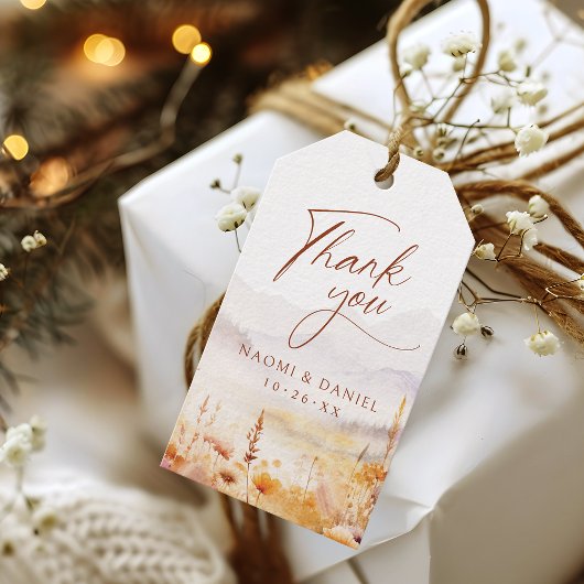 Fall Wildflower Mountain Rustic Thank You Favors ギフトタグ