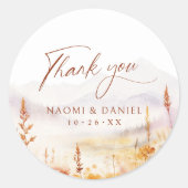 Fall Wildflower Mountain Rustic Thank You Favors ラウンドシール (正面)