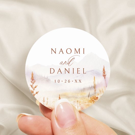 Fall Wildflower Mountain Rustic Wedding Favors ラウンドシール