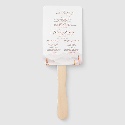 Fall Wildflower Mountain Rustic Wedding Programs ハンドファン (裏面)