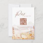 Fall Wildflower Mountain Rustic Wedding QR code 出欠カード (正面)