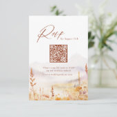 Fall Wildflower Mountain Rustic Wedding QR code 出欠カード (スタンド正面)