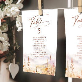 Fall Wildflower table number seating chart 招待状