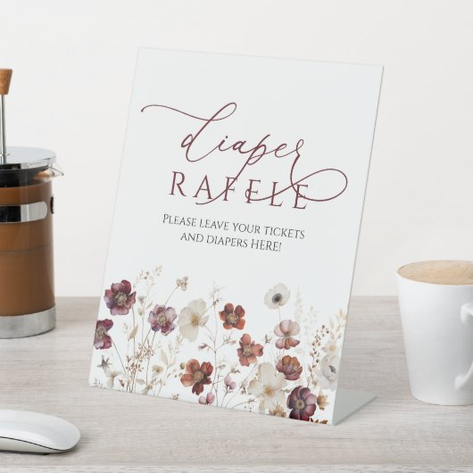 Fall Wildflowers Baby Shower Diaper Raffle Sign 台座サイン (インサイチュ)