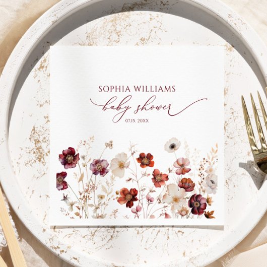 Fall Wildflowers Baby Shower Napkins スタンダードカクテルナプキン