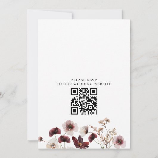 Fall Wildflowers Floral Budget QR Code Wedding 招待状 (裏面)