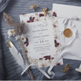 Fall Wildflowers Floral Budget QR Code Wedding 招待状