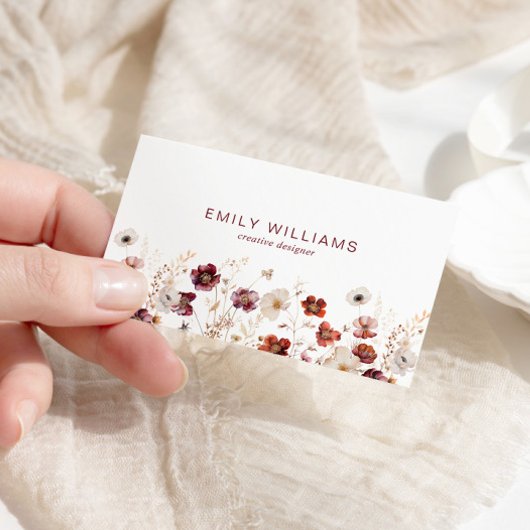 Fall Wildflowers Floral Business Card 名刺